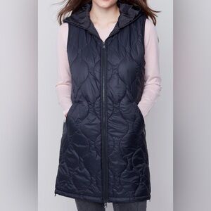 Charlie b long hooded vest. Black. Excellent condition